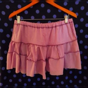 Y2k Ruffle Mini Skirt Raw Hem Gauze Sz Med contrast stitching cottagecore fairy